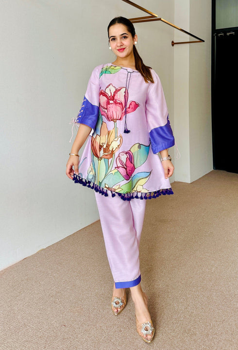 Myra Lavender Festive Floral Kurta Set